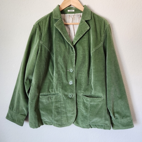 St. John's Bay Jackets & Blazers - St. John's Bay Women's Green Corduroy Jacket, Size 1X